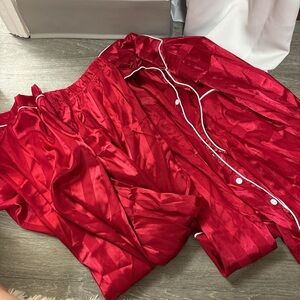 Elegant Red Satin Pajama Set
